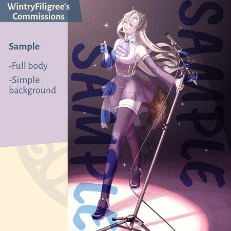 Wintryfiligree's commissions sample, full body with a simple background